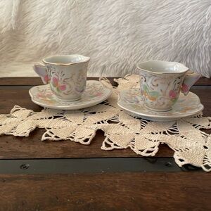 Formalities by Baum Bros Pastel Butterflies Gold Rim 2½ Oz Tea Cup & Saucer Set